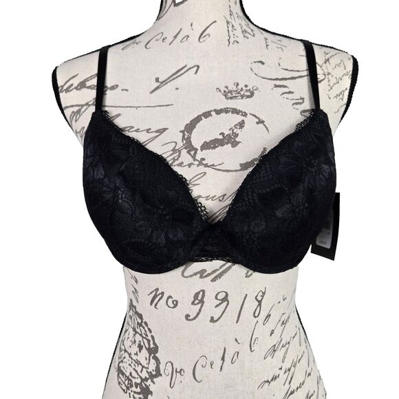 Frederick's Of Hollywood Women's Take My Heart Contour Bra Size 36C Black Lace - Picture 1 of 8